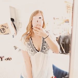 Embroidered Flowy Top